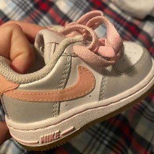 Pink white and gray Nike Air Force ones size 4C
